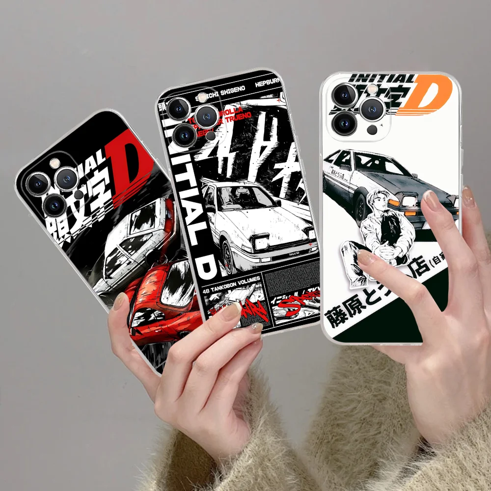 Anime I-Initial D Phone Case Silicone Soft for iphone 16 15 14 13 12 11 Pro Mini XS MAX Plus X Cover