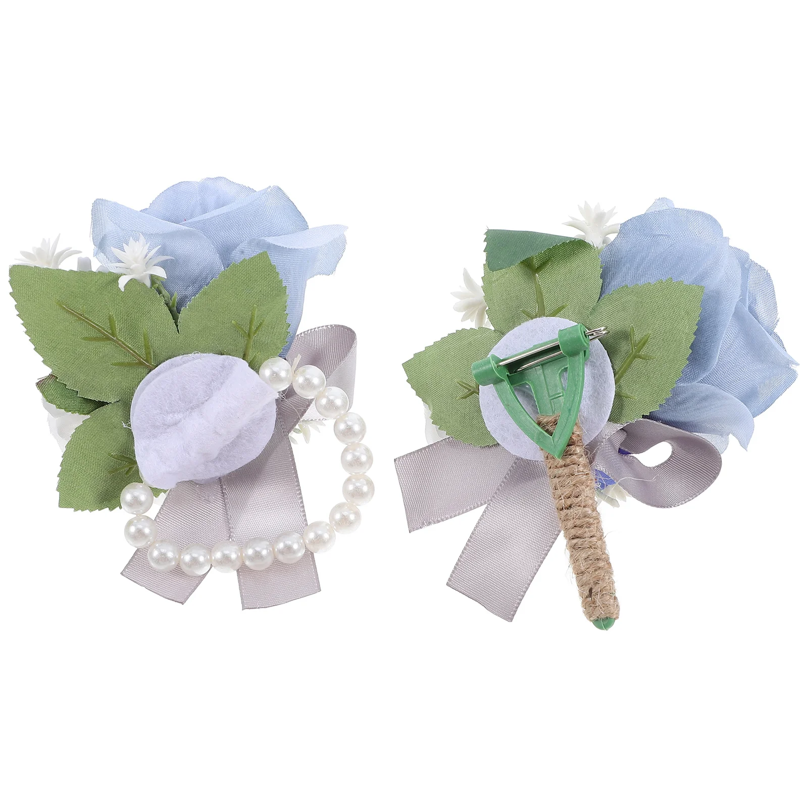 

1Set Wedding Corsage Artificial Flower Boutonniere Bride Groom Wrist Cord Photo Accessory Wrist Corsage Boutonniere Set