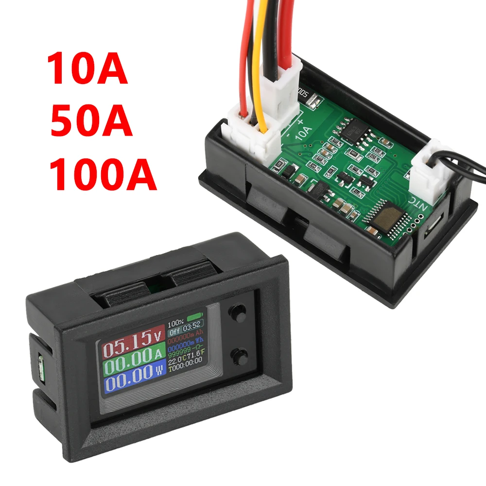 DC4-30V 10A 50A 100A multimetr cyfrowy 9 w 1 LCD napięcie/prąd/moc/impedancja/pojemność Tester baterii miernik energii