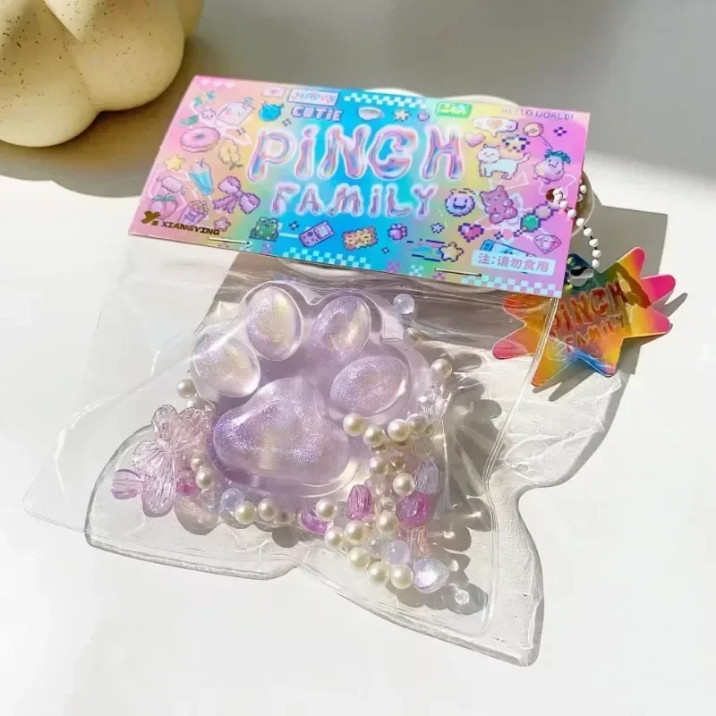 Cat Paw Pinch Toy Blingbling Slow Rebound Stress Relief Toys Transparent Cube Squeeze Toy Gift Sticky Stress Relief Relax Toys