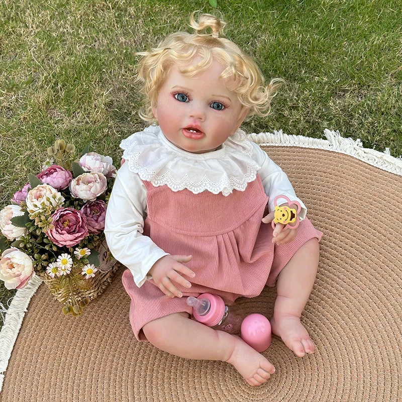 

Cokela 60CM Reborn Toddler Popular Cute Girl Doll with hand-Root hair Soft Cuddle Body High Quality Doll TOYS