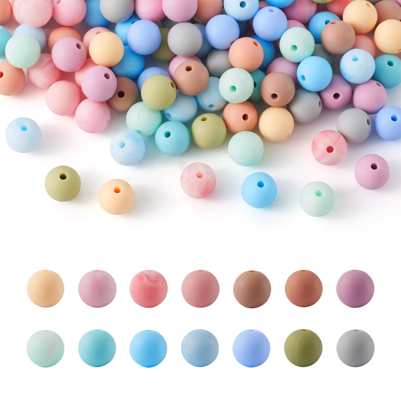 140Pcs 9mm Candy Color Silicone Beads Food Grade Eco-Friendly Loose Beads For DIY Jewelry Making Necklace Bracelet Accessories