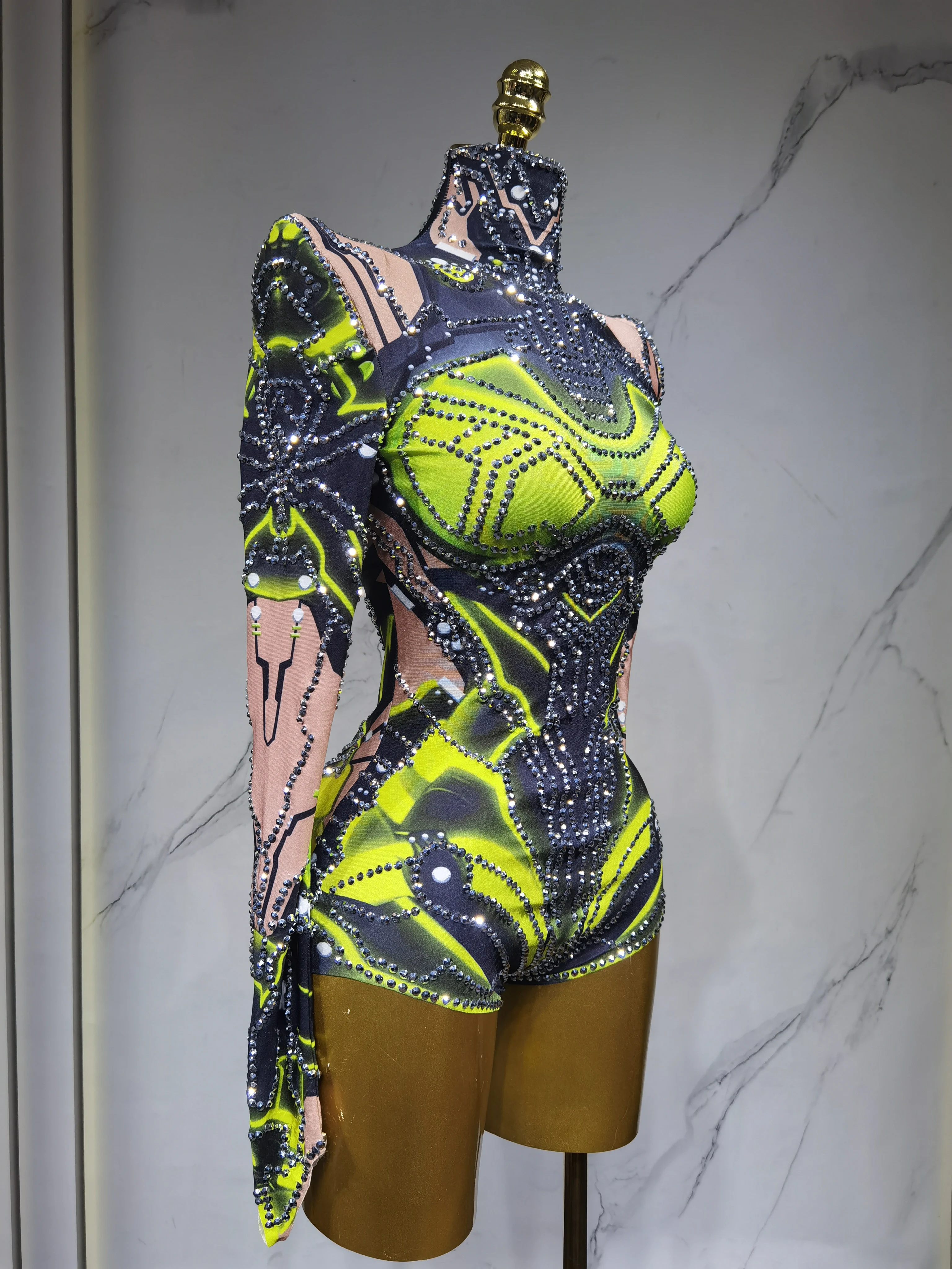 Glitzernder High-Street-Bodysuit für Damen, Tanz- und Bühnenauftrittskleid, Karneval, Sängerin, Nachtclub, Abendparty, Geburtstag, Bühnenoutfit – Detail 6