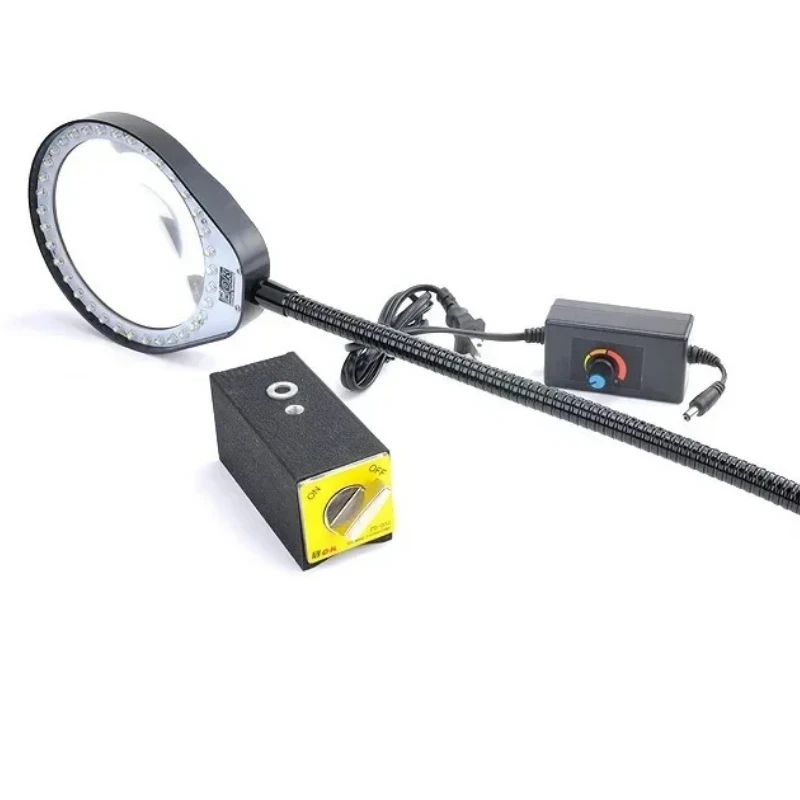 Loupe magnétique avec lampe lumineuse 5X avec Base magnétique, Loupe réglable pour machines Led, outils magnétiques