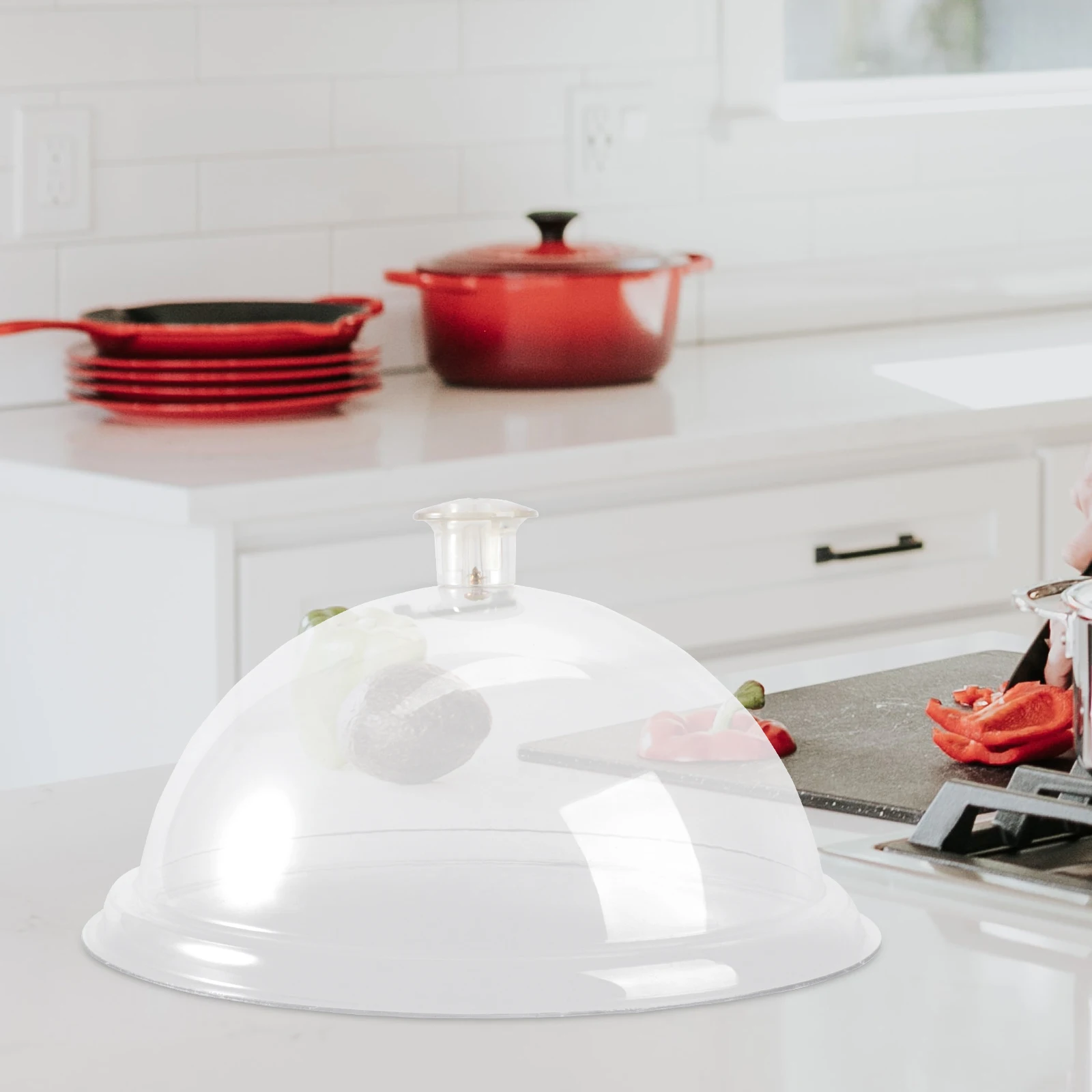 

1pc Acrylic Food Cover Heavy Duty Transparent Food Tent Lid For Home Restaurant Outdoor Use 8-Inch 21Cm With Handle