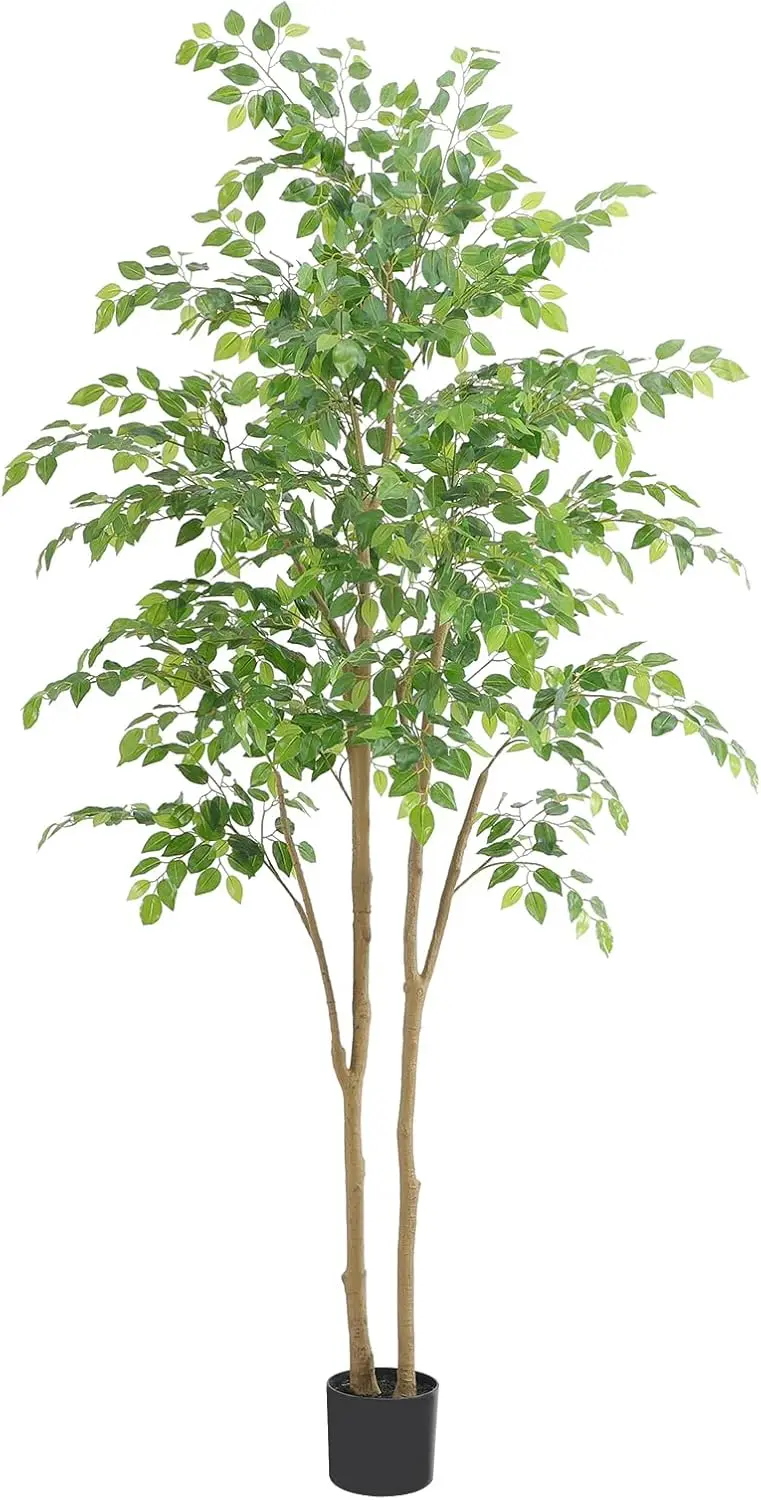 

UV Resistant Ficus Tree Artificial，7ft(84in) Realistic Texture Potted Faux Ficus Tree， Fake Trees Indoor Outdoor for Home