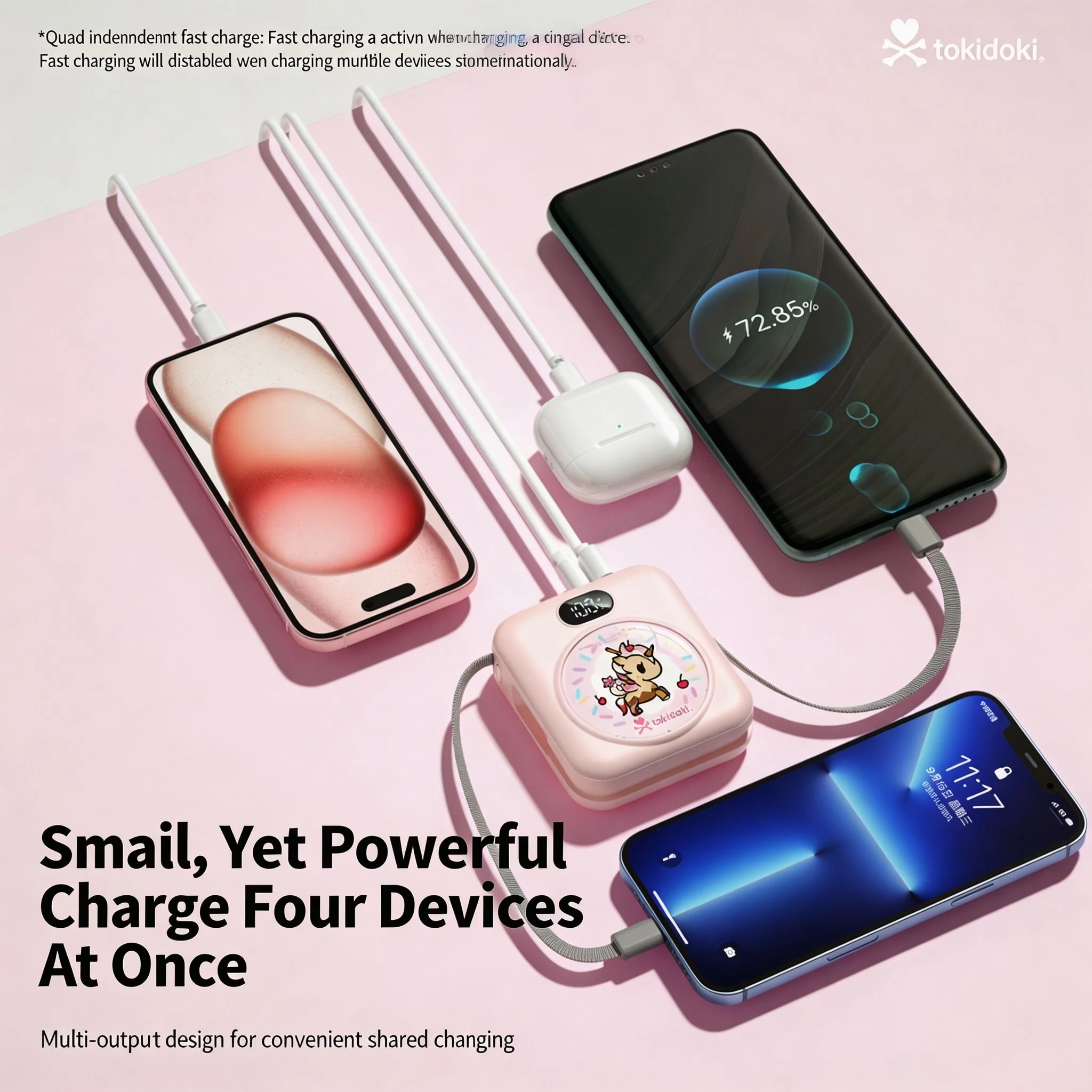 Tokidoki 3-in-1 Cartoon Power Bank: Wireless Fast Charging&Phone Stand, Compatible iPhone18/17/16/Samsung/Huawei Gifts For Girls