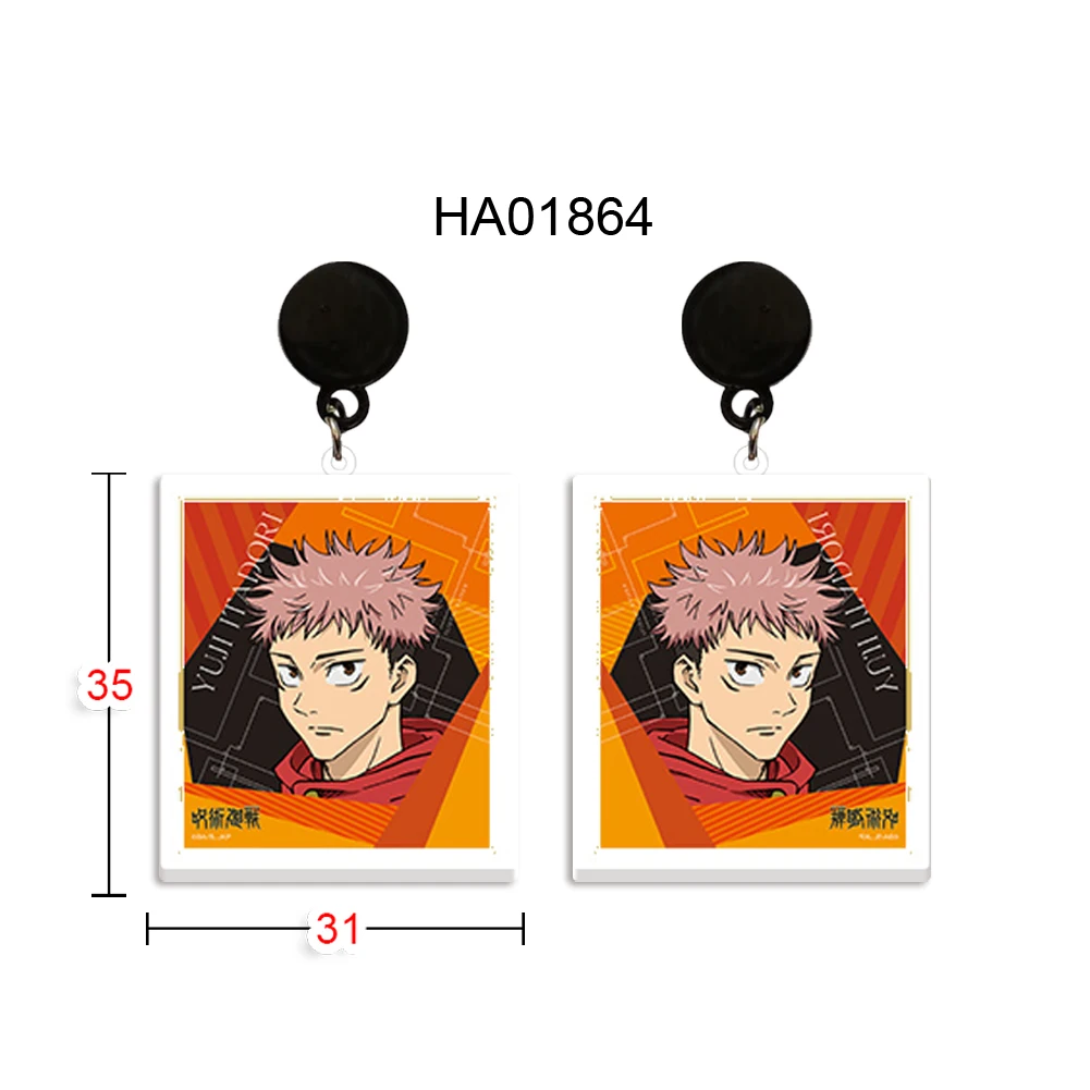 

Acrylic Black Drop Earrings Makoto Jujutsu Kaisen Print Pattern Cartoon Character Stud Earrings