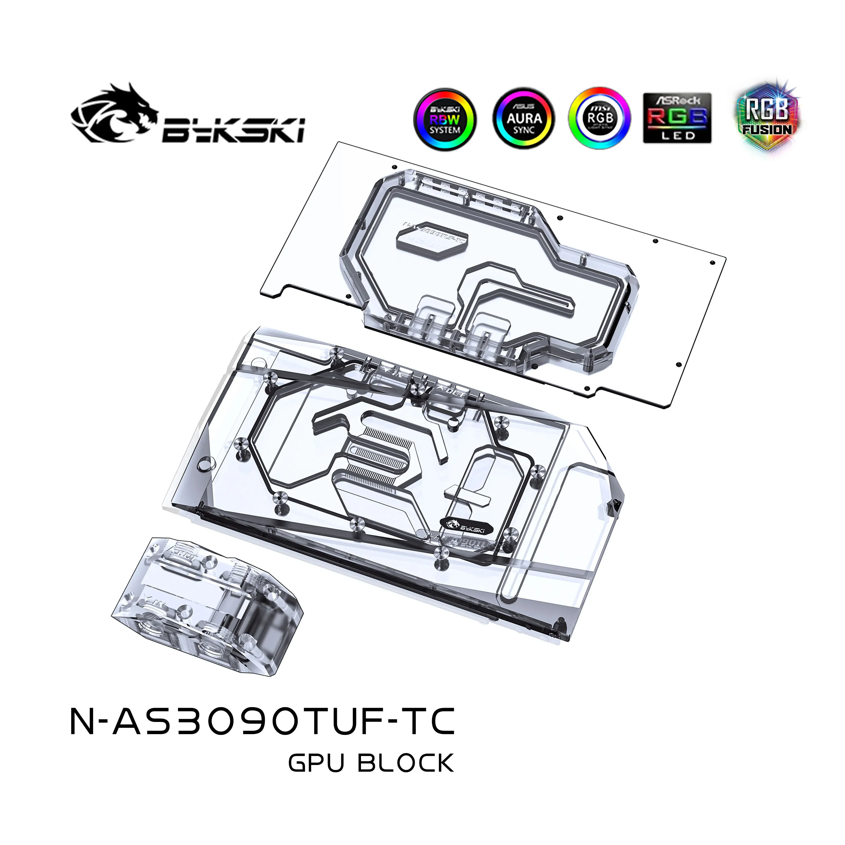 Bykski N-AS3090TUF-TC GPU Water Cooling Block for ASUS TUF RTX 3090 /3080 GAMING Graphic Card with Special Copper Backplate