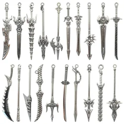 20 Styles New Antique Silver Plated Weapon Charms Alloy Sword Shaped Pendants For DIY Crafting Jewelry Making Accessories