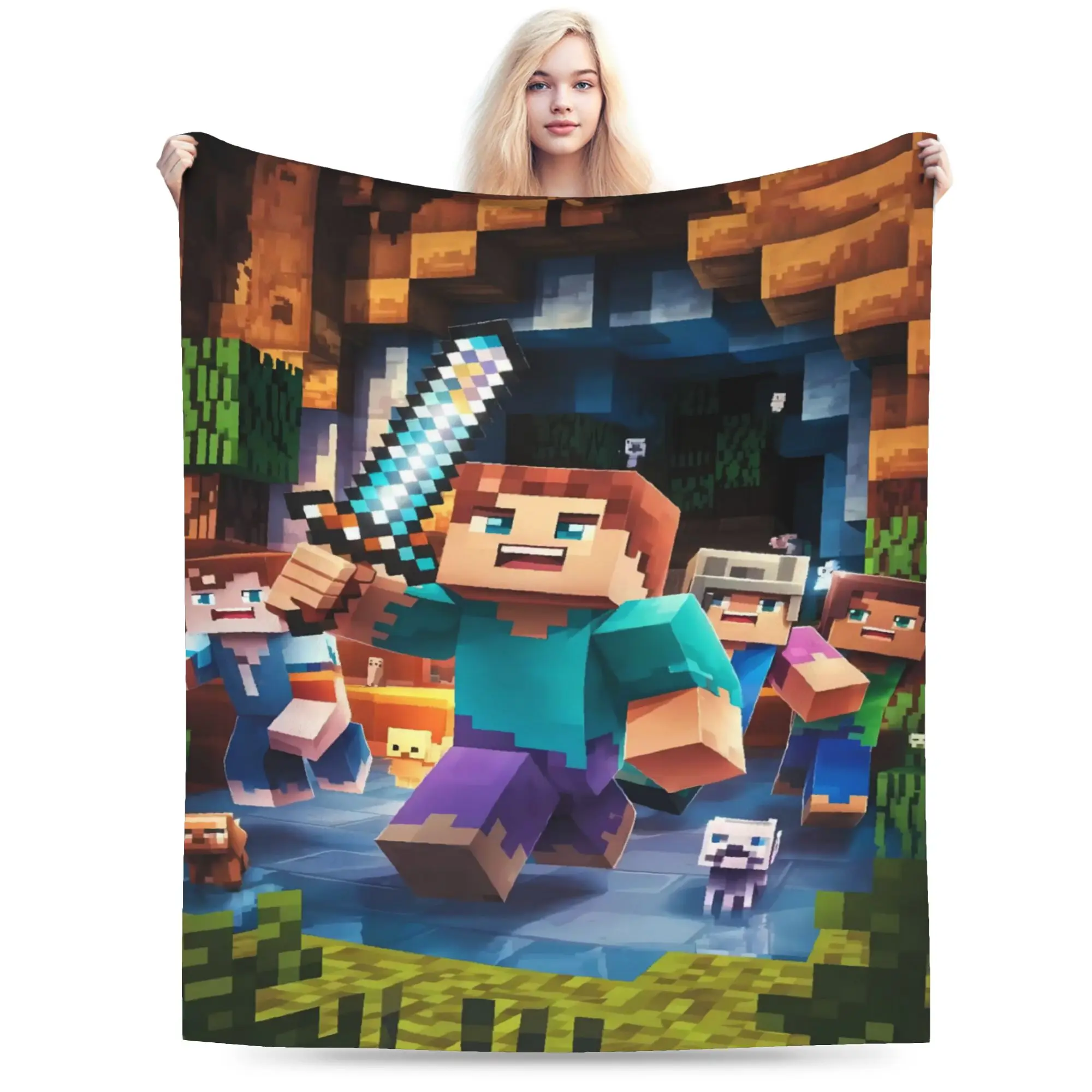 Game M-Minecrafts Blanket Quality Warm Soft  Throw Blanket Winter Camping Couch Bed Novelty Bedspread