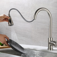 Modern Cheaper Price Stainless Steel Brushed Deck Mounted Pull out Kitchen Faucet