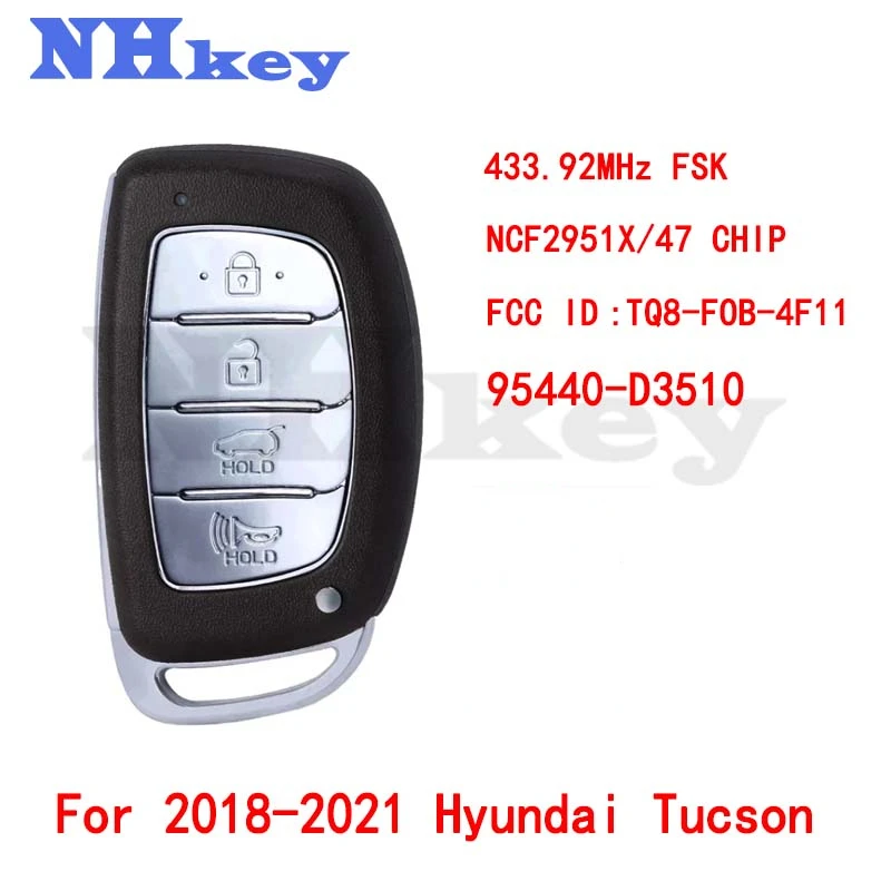 NHKEY YOCASTY 95440-D3510 TQ8-FOB-4F11 Keyless Smart Car Key 433.92MHz FSK NCF29A1X 47 Chip For 2018 2019 2020 2021 Hyundai Tuc