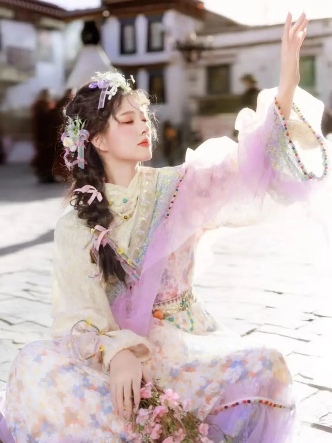 Summer Improved New Tibetan Clothing Set For Women Tibetan Robe For Travel Photography In Dali And Xishuangbanna Lightweight view 2