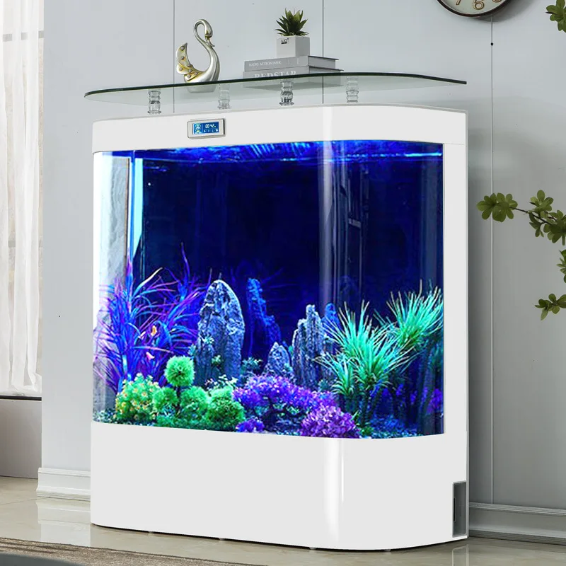 aquarium accessories Luxury European Floor-Standing Aquarium One-Touch Water Change Fish Tank Bar Counter HD Float Glass 25W Out