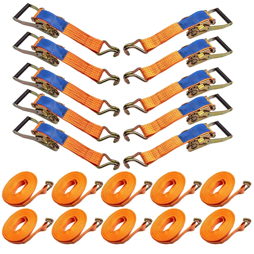 10x Ratchet Straps Tie Down 50mm X10 Meter 5 tons Heavy Duty Claw Lorry Lashing