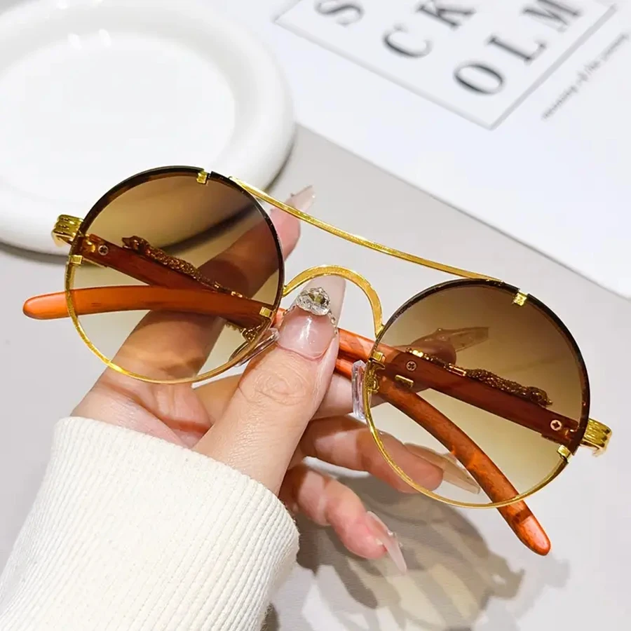 3PCS Luxury Leopard Head Rimless Sunglasses – Double Bridge Metal Frame, UV400 Protection, Fashion for Men & Women | Trio Pack