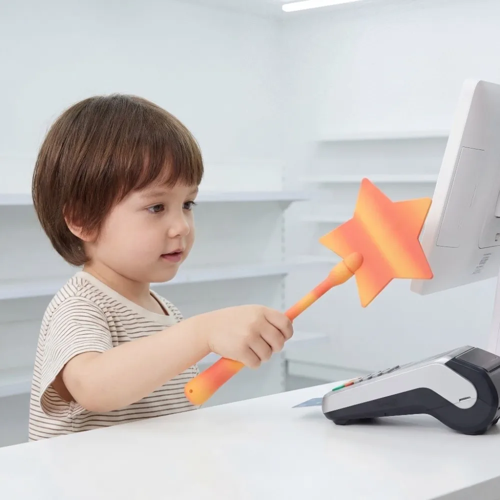 

Креативный 3D-печатный держатель для карт в виде волшебной палочки с контрастными полосками и звездами, съемный, забавный и милый