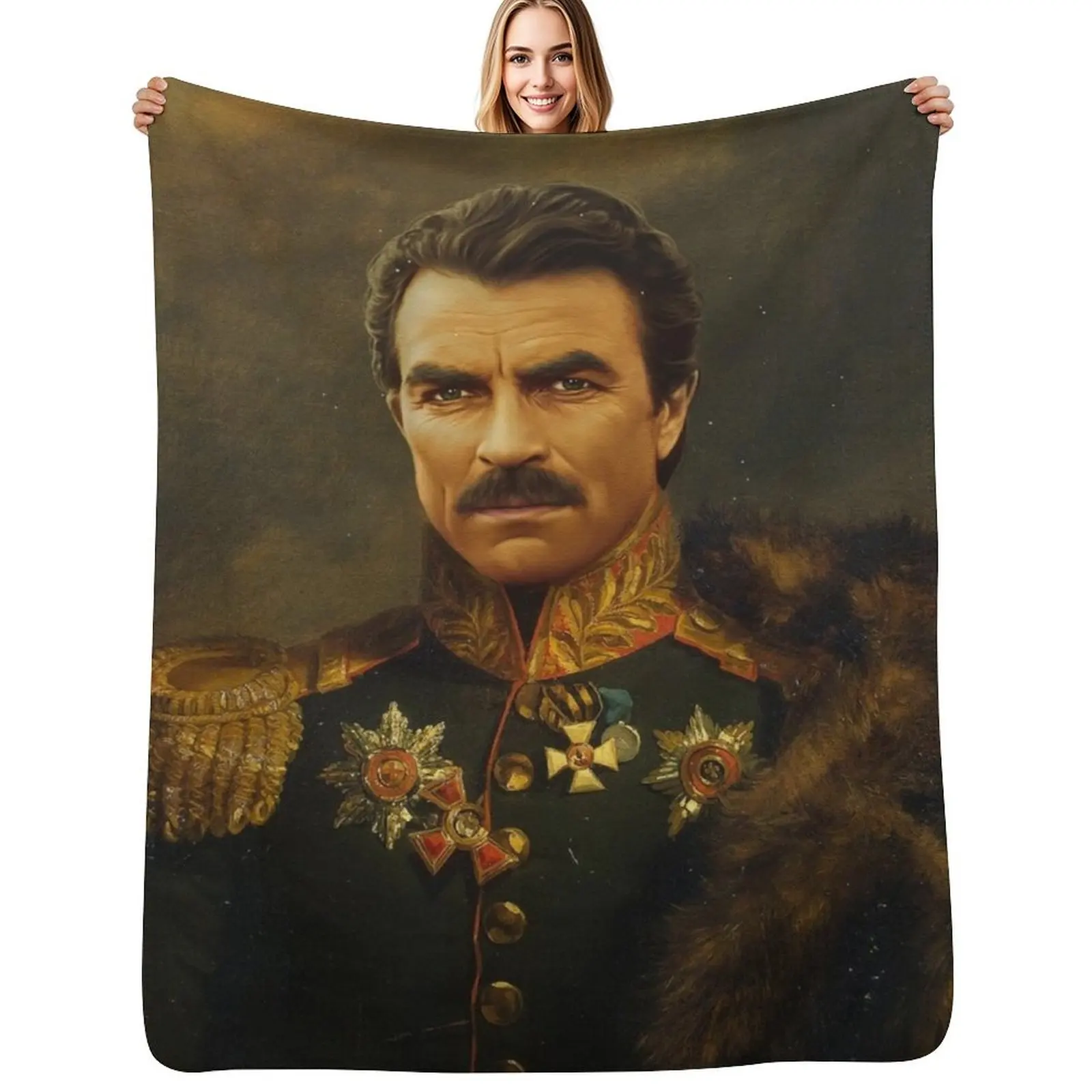 

Tom Selleck - replaceface Throw Blanket Soft Sherpa Fleece Warm Blanket for Winter