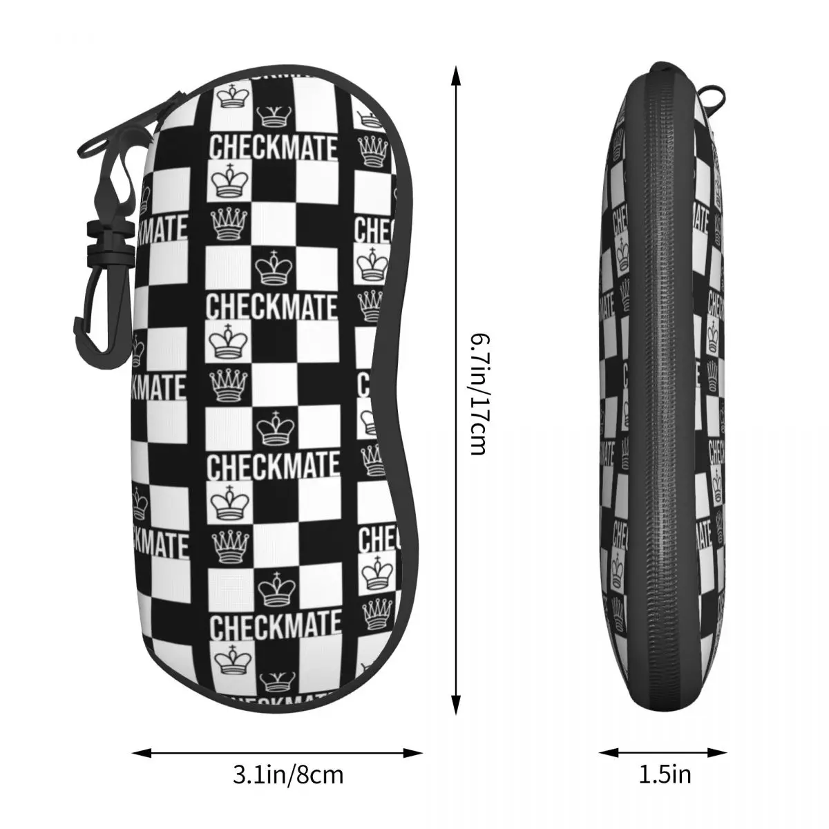 Custom Checkmate Chess Board Shell Glasses Case Unisex Fashion Game Chessboard Eyeglasses Case Sunglasses Protector Box