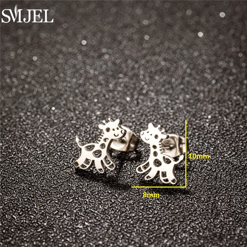 Cartoon Animal Stainless Steel Earings Fashion Small Giraffe Stud Earrings for Women Girls Party Ear Jewelry Free Shipping