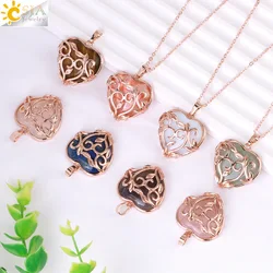Love Heart Natural Stone Necklace Pendant Healing Crystal Pendants Amethysts Pink Quaratz for Women Valentines Day Gift H117