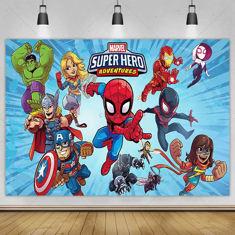 MARVEL Spidey And His Amazing Friends Banner Photography Backgrounds Vinyl Cloth Party Backgrounds For Kids Birthday Party Decor