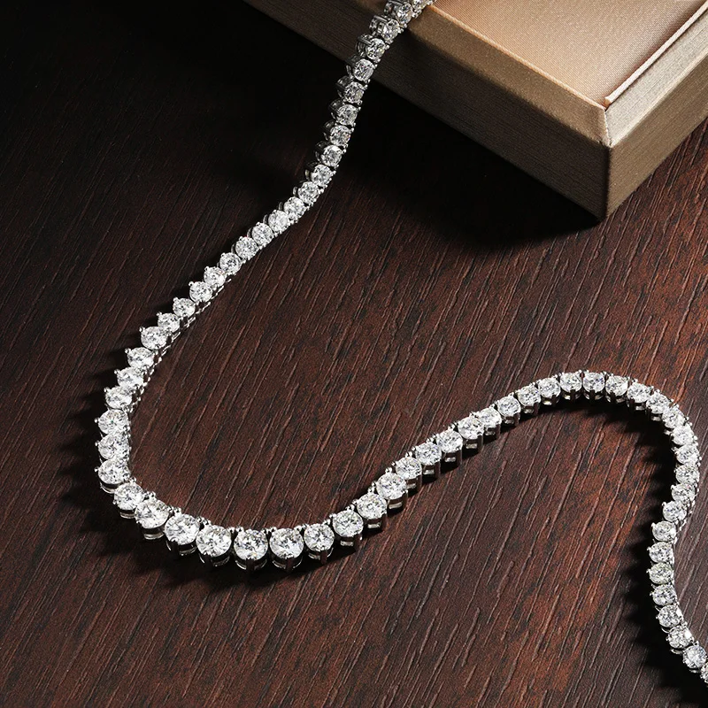 QIBAOKU 3 Claw D VVS1 Moissanite Tennis Necklace s925 Sterling Silver 18k GRA Certified Wedding Necklaces for Women 2026