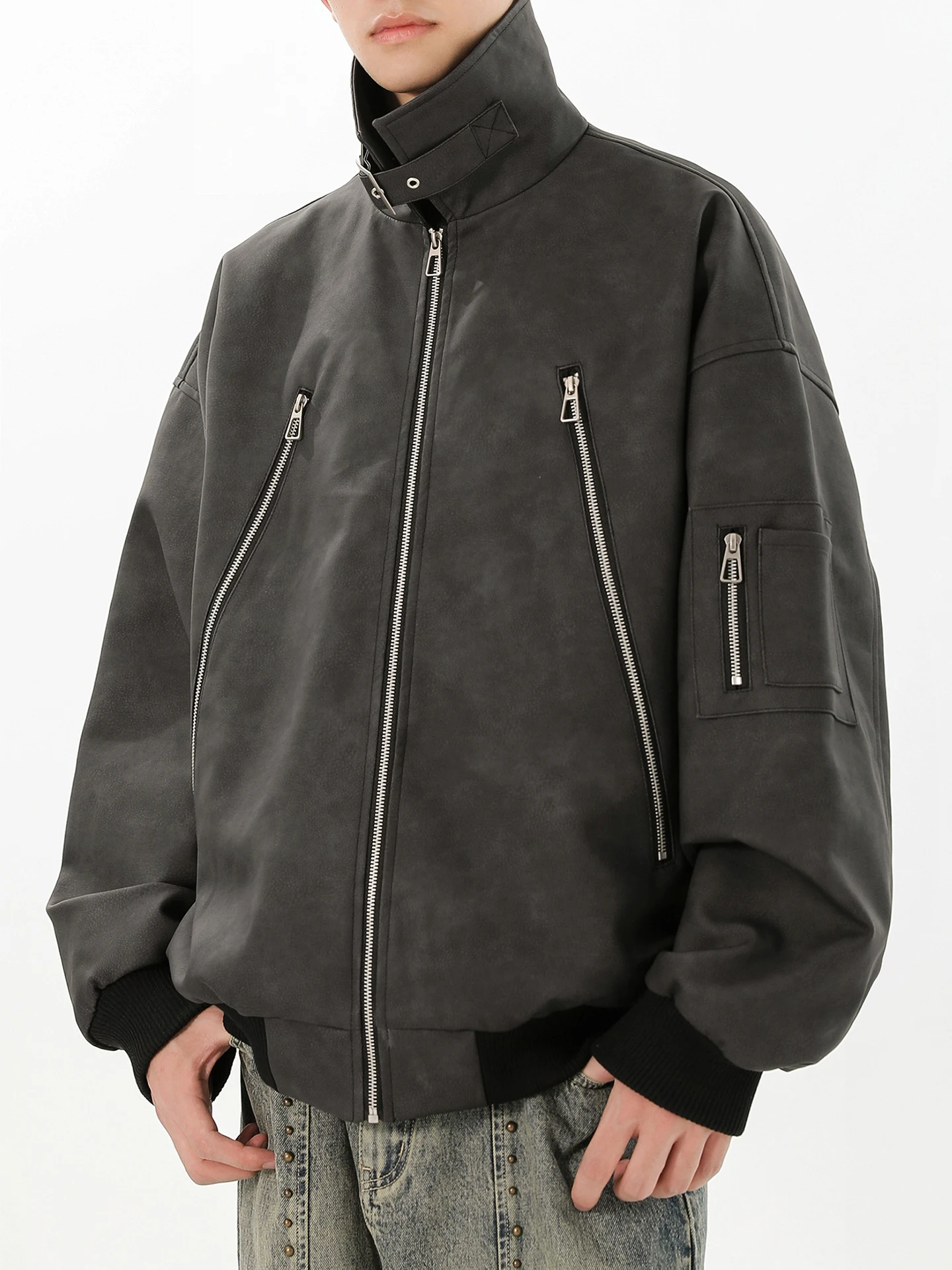 Dukun Meirade Pu cuero Jaet hombres mujeres primavera otoño Faionable diseño americano Biker chaleco Harington abrigo prendas de vestir exteriores