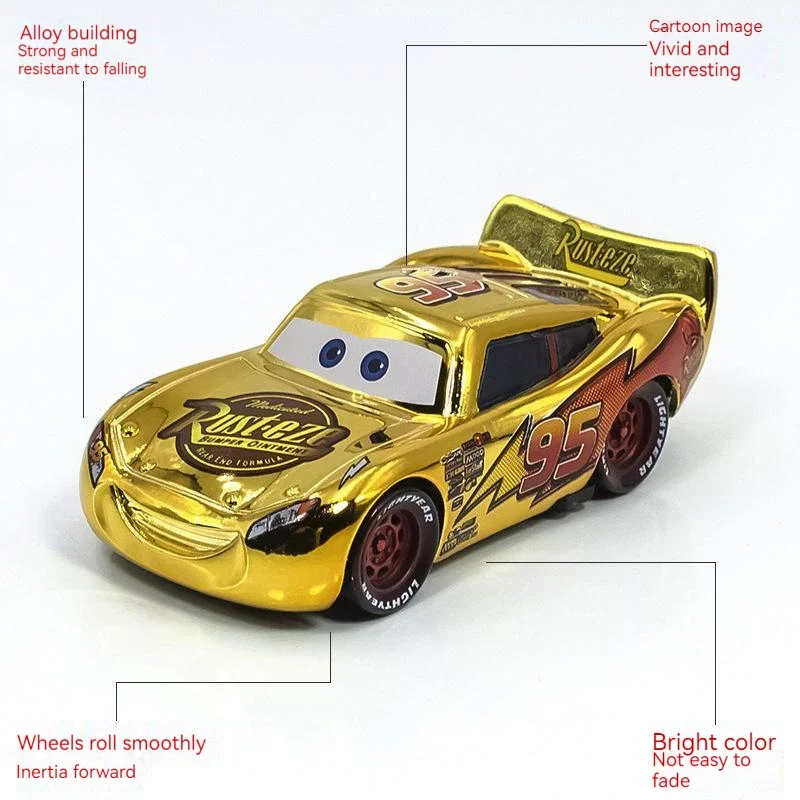 Lega Disney Pixar Cartoon Car Cars Gold Lightning Mcqueen Toys figurine Collection modello in metallo bambini ragazzi regalo di compleanno giocattoli