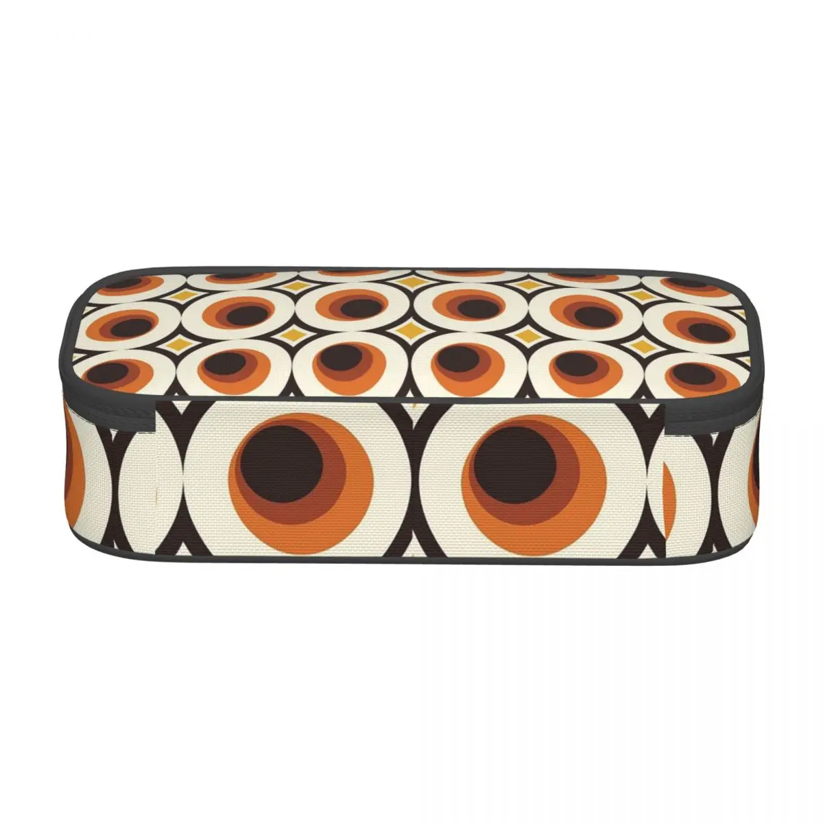 1970s Orange Mid-Century Modern Circle 1 Pencil Cases for Student Pen Box Pencil Bag Large Storage Pencil Pouch Pen Holder