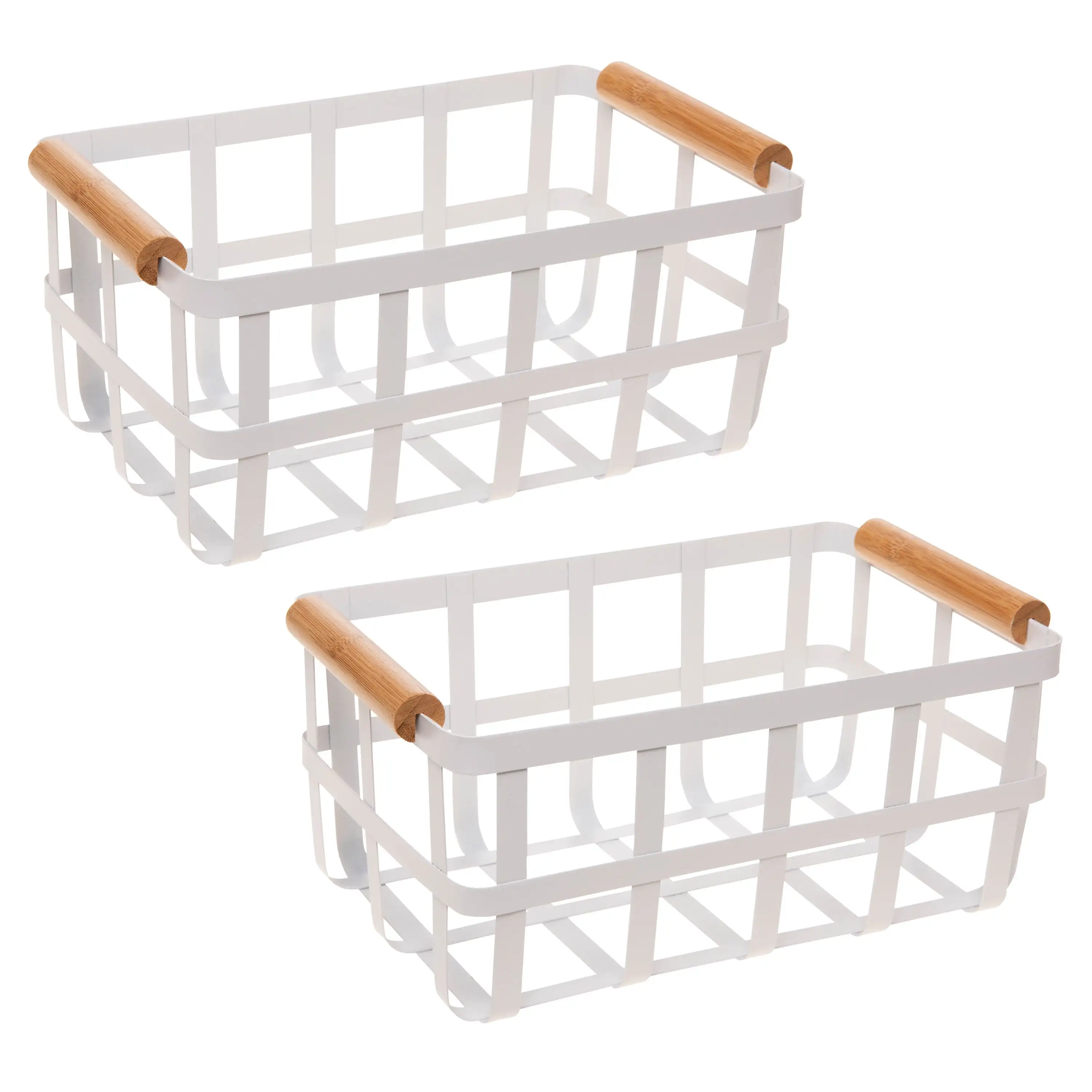 

Simplify 2 Pack Metal Basket with Bamboo Handles in White