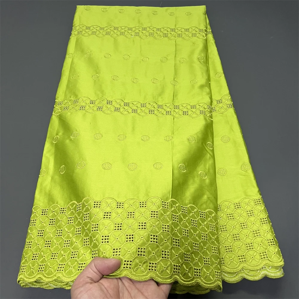 

2025 African Nigerian Tulle Lace Fabric for Dress Sewing High Quality Pure Embroidery Damask Cotton Wedding Party 5Yard hz1397