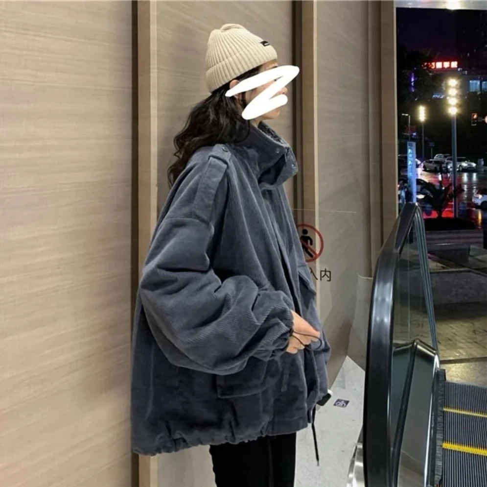 

Spring Autumn Female New Loose And Versatile Retro Corduroy Jacket Women Fashion Flip Collar Corduroy Tops Coat