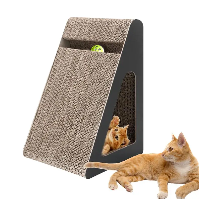 

Pet Scratcher Cardboard Ramp Triangular Cardboard Toy With Interactive Spinning Balls Interactive Vertical Scratcher For Cats