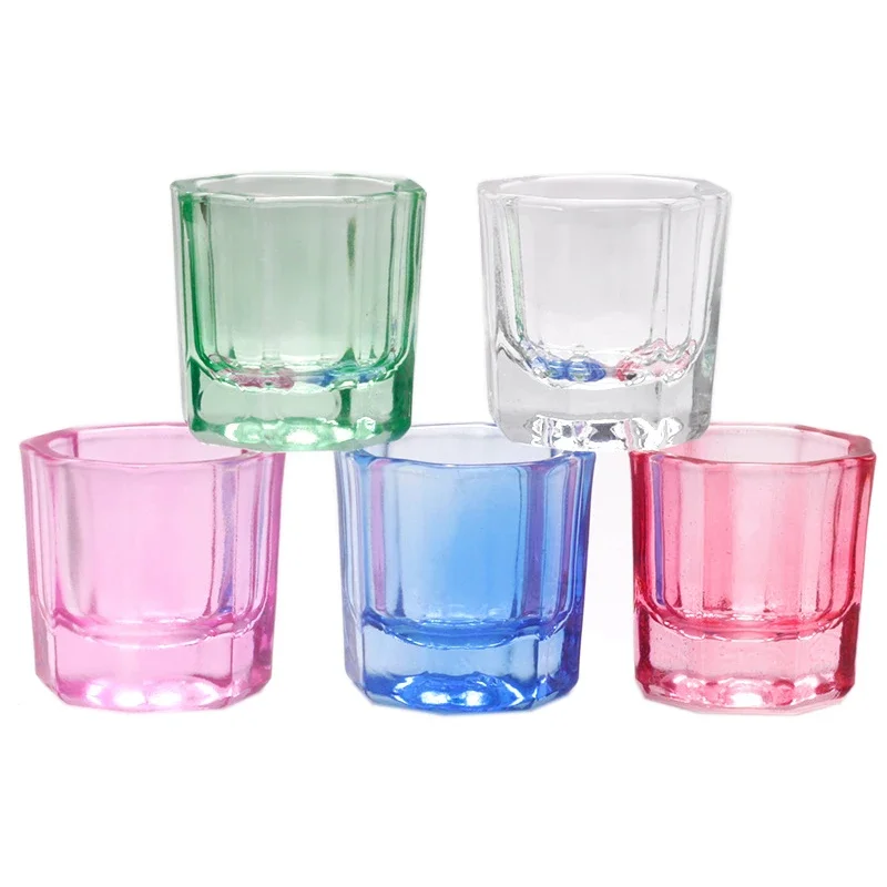 طبق مسحوق أكريليك من الزجاج الكريستالي الأخضر الشفاف، كوب أظافر، وعاء فرشاة الغسيل، أدوات تزيين الأظافر #1