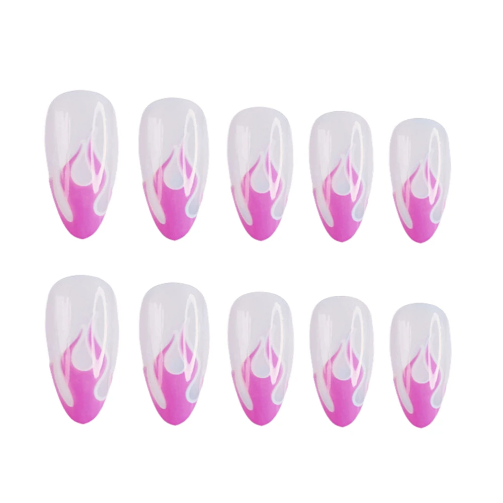 

Short Stiletto Press On Fake Nails In Pink Flame Design Ideal For DIY Trendy Korean Style Manicure Accessory For Women