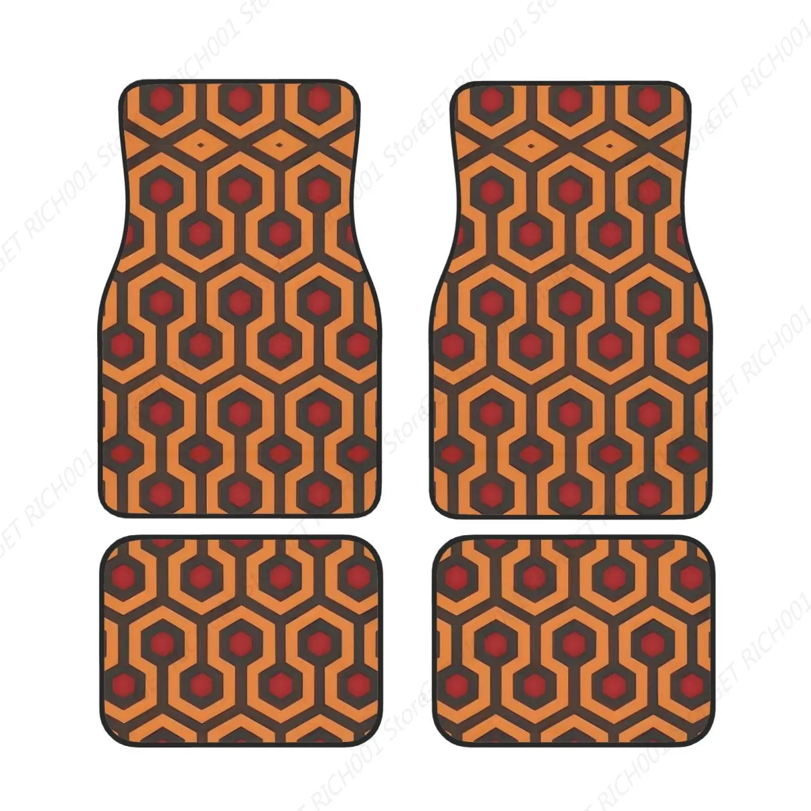 4pc Universal Car Floor Mats Set Rubber Shining Overlook Print Car Carpets Full Sets Foot Carpet Protection Fit Most Cars