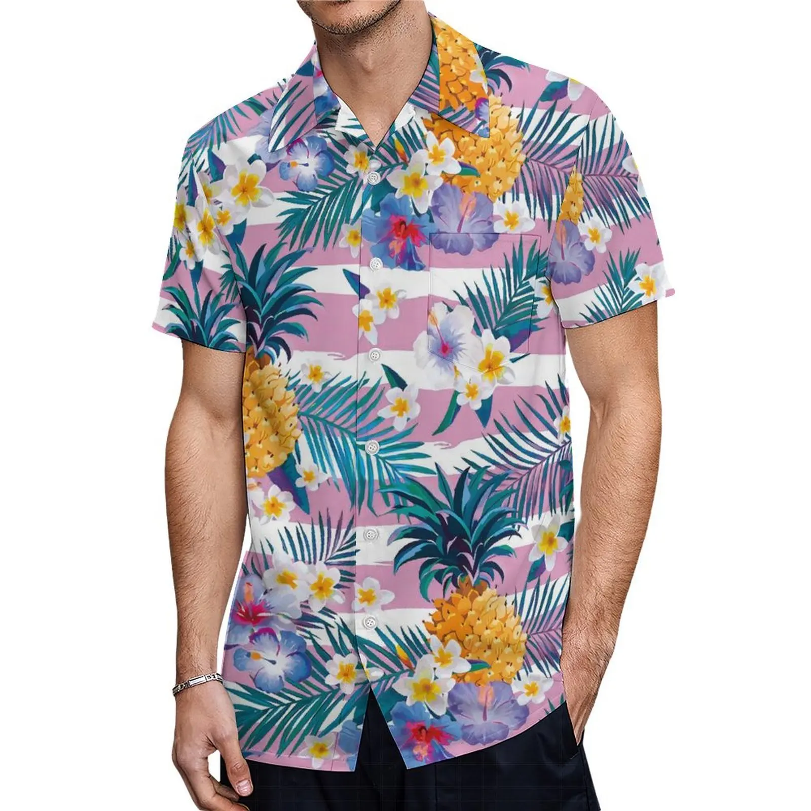 Coppia di Rose rosa polinesiane Set abito samoano personalizzato per donna con motivo floreale e camicia Aloha hawaiana per uomo