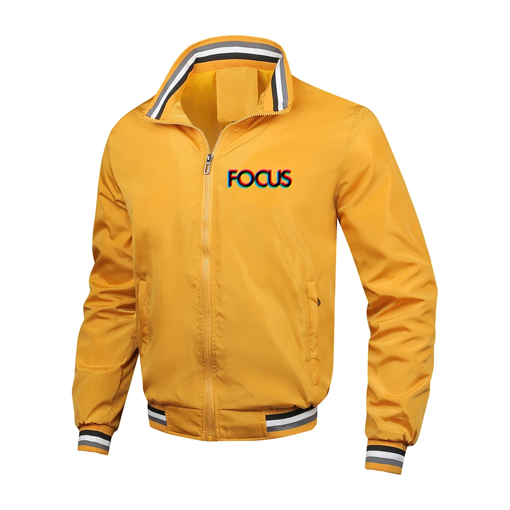 

Focus Letter Spring And Autumn 2025 New Men's Striped Jacket Fashionable Sports Solid-color Motorcycle Riding Top