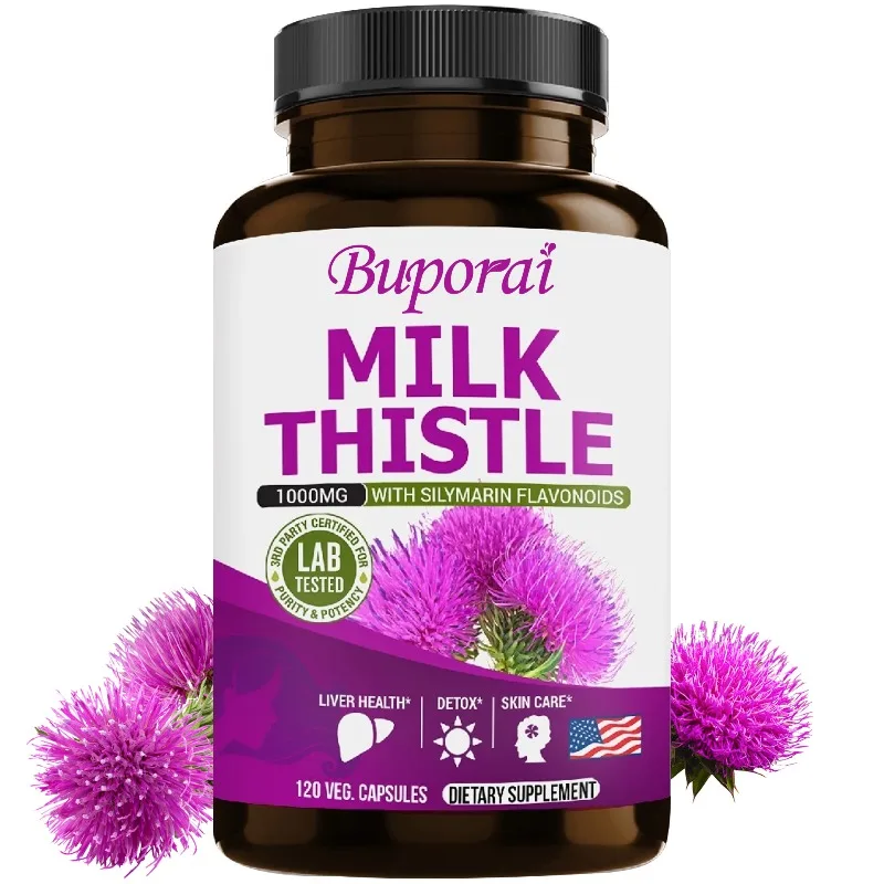 

Milk Thistle Capsules - Supports Cellular Energy, Liver Cleansing and Repair, Antioxidant, Reduce Anxiety, Improves Immunity
