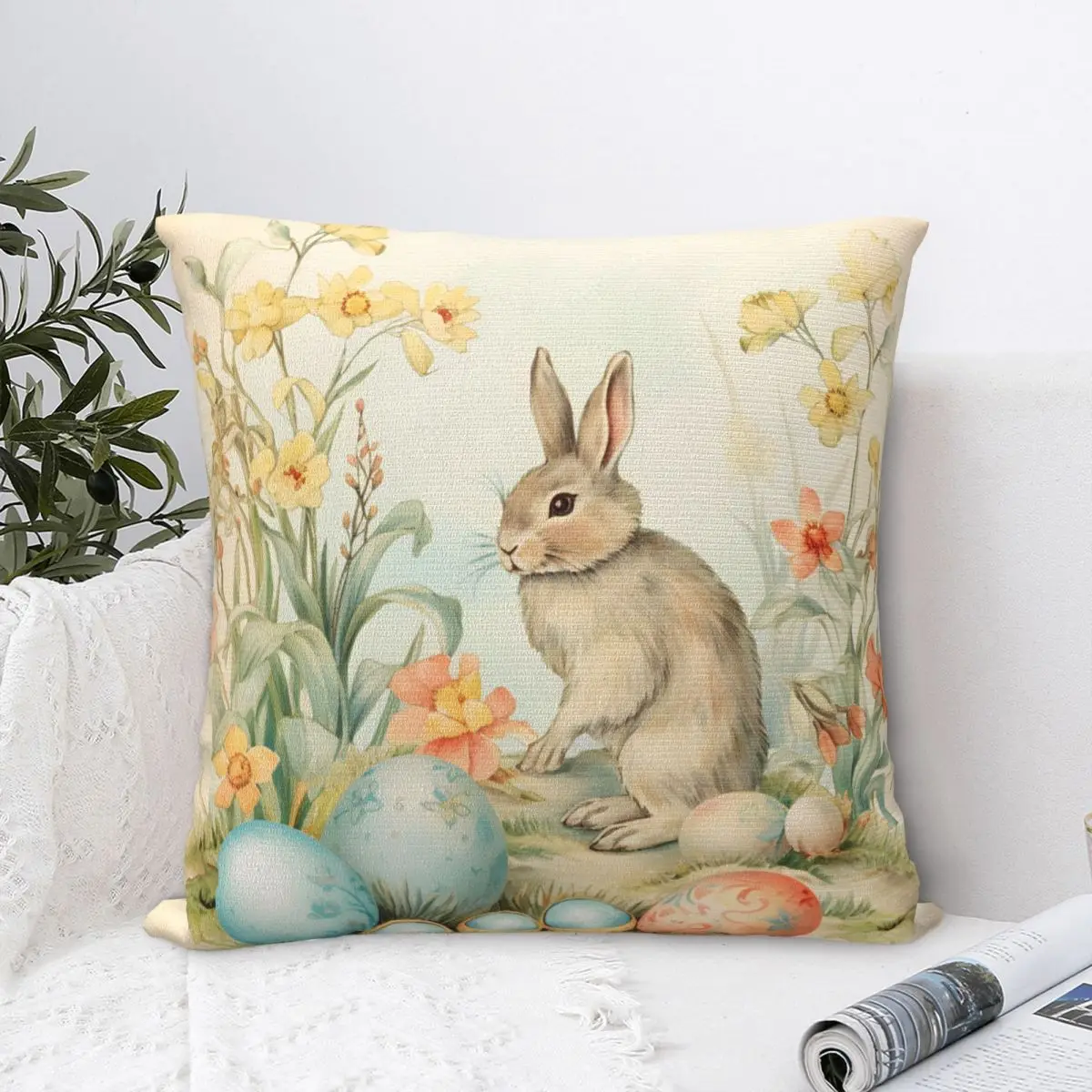 

Pillow Cover Happy Easter Day Pattern Cushion Cover Kawaii Pillow Case For Sofa Home Decoration Pillowcases