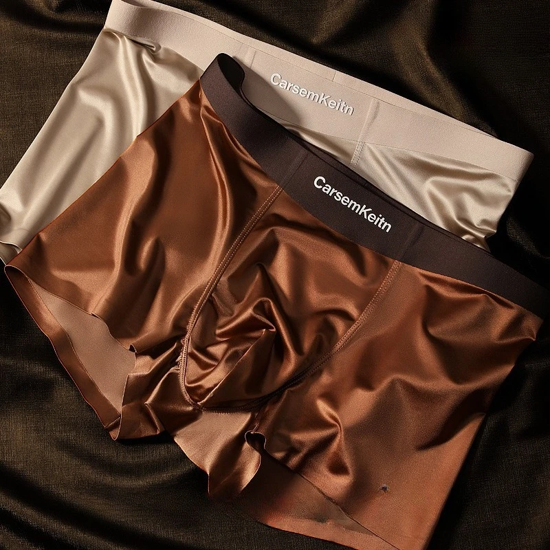 Men Ice Silk Underwear Super Flash Silk Short Wear Comfortable Anti-bacteria Crotch Briefs Underpants Boxers Super Thin Pouch