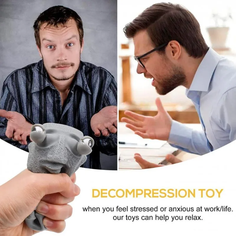 1Pcs Stone Man Releases Stress Toy Slowly Rebounds Soft Moai Statue Squeeze Eyes Interested Expression Relaxes Stress