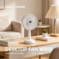 Ventilateur de bureau portatif rechargeable par micro USB, 1200mAh, 3 vitesses, ventilateur de refroidissement portable avec base détachable pour bureau, voyage, chambre à coucher, WD55 7