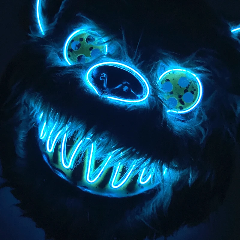 

Синяя светящаяся плюшевая маска медведя ужасов, коричневая маска кровавого медведя, карнавальная светящаяся косплей, товары для животных, неоновые аксессуары с подсветкой