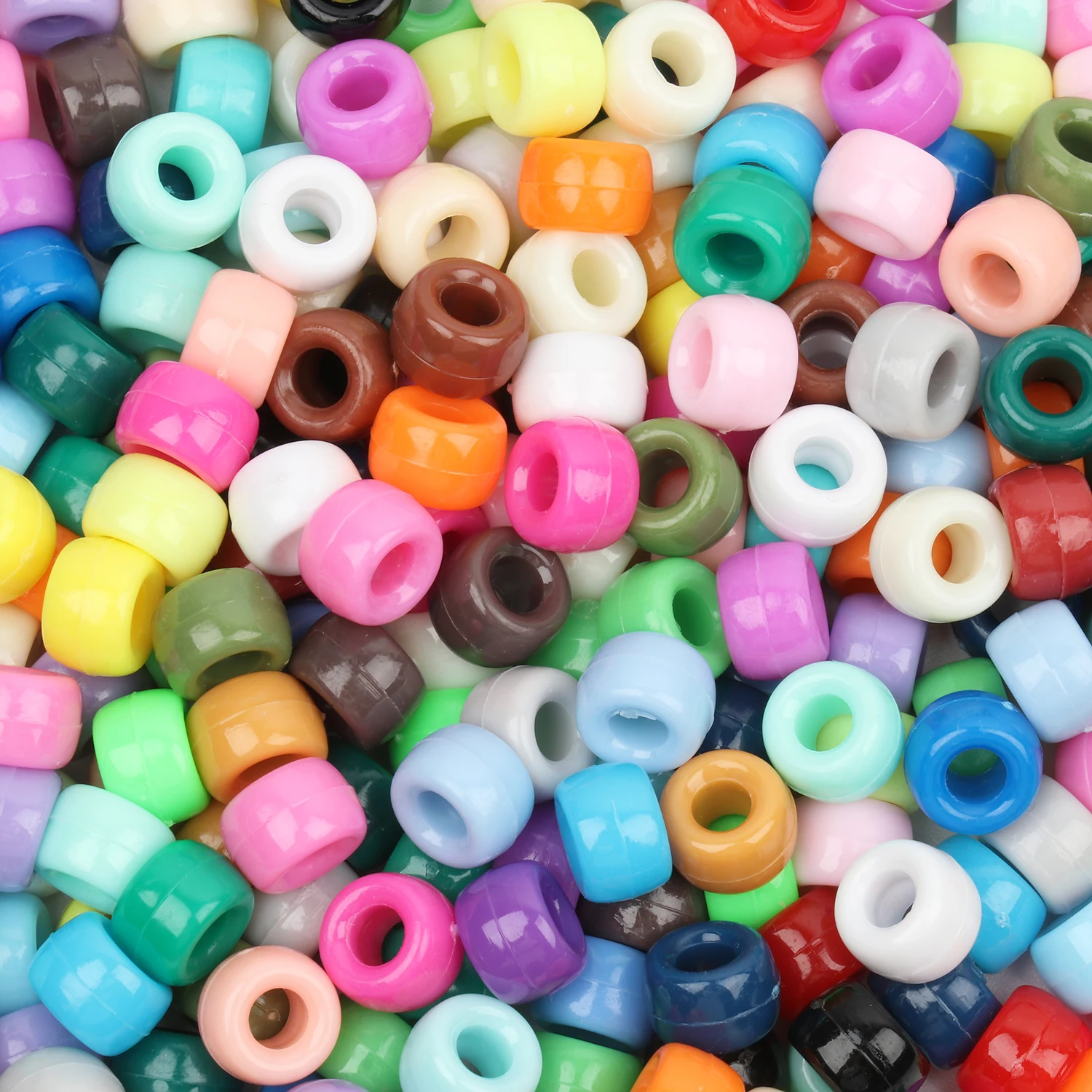 100pcs 6x9mm 36 Colors Acrylic Big Hole Beads Pony Hair Beads for Jewelry Making Bracelet Necklace Accessories