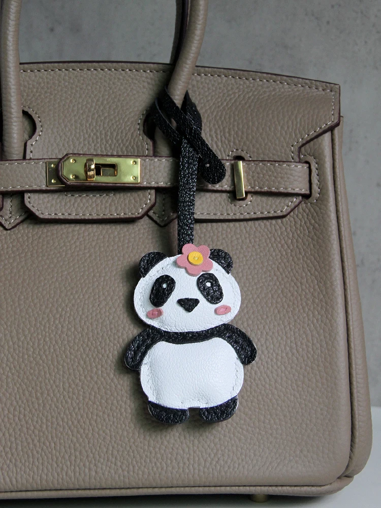 

Handmade Panda Keychain, Exquisite Genuine Leather Unique Bag Charm Premium Gift Cute Decoration