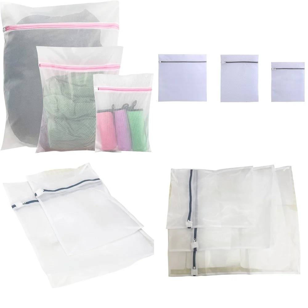 

Mesh Laundry Bag for Delicates 3 Piece Set Sorting Washing Clothes Organizer Wash Pouch Waterproof Reusable Lightweight Travel