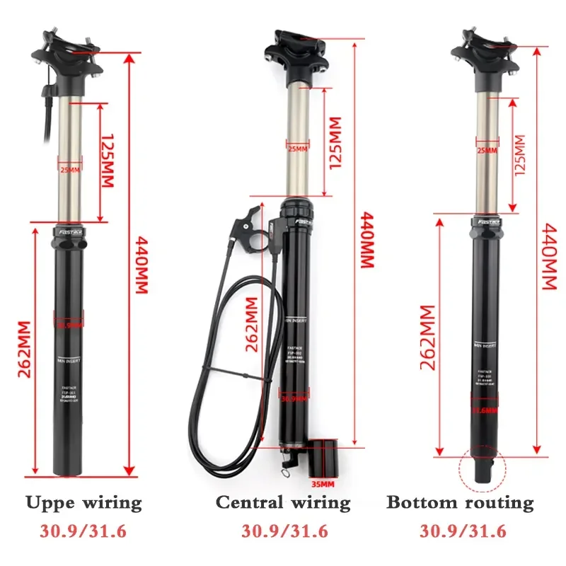 Fastace MTB Telescopic Seatpost 27.2-33.9mm Mountain Bike 440mm length 125mm Travel Bicycle Dropper Adjustable Seat Post